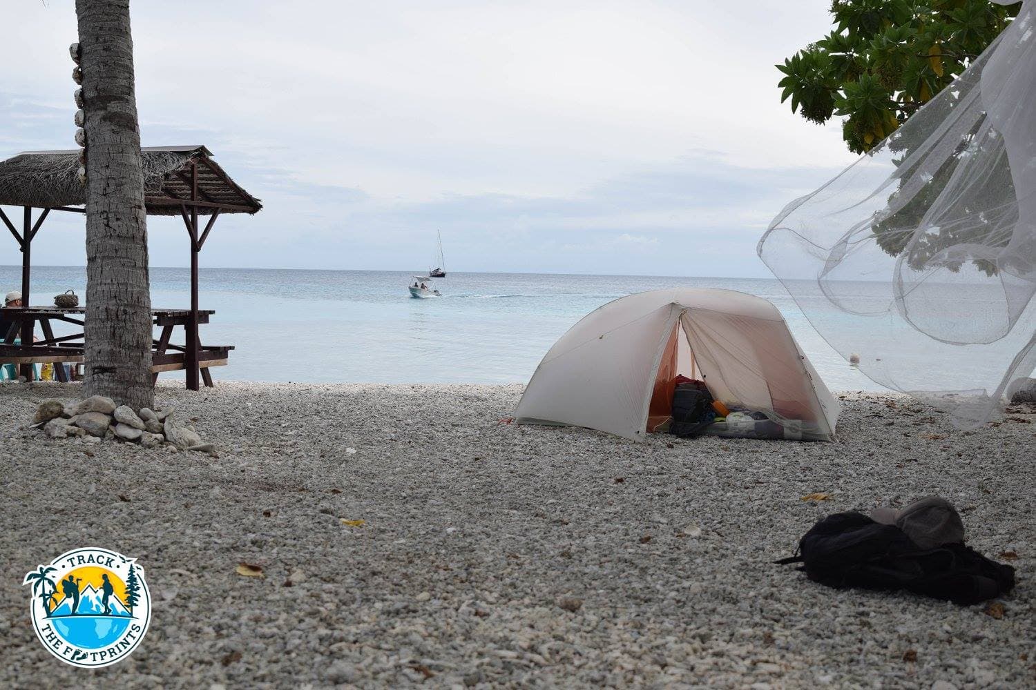 Our tent in the camping in front of the sea