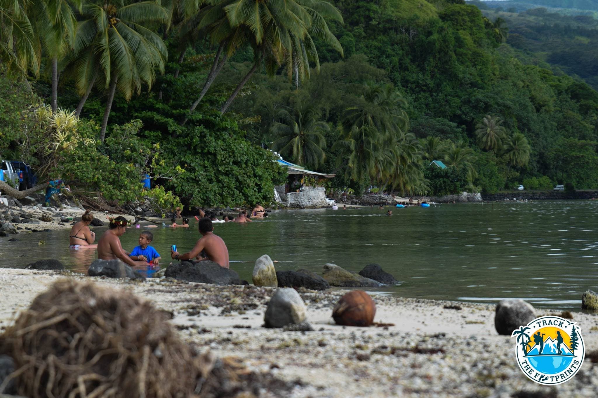 Tahitians celebrating holidays peacefully with beers