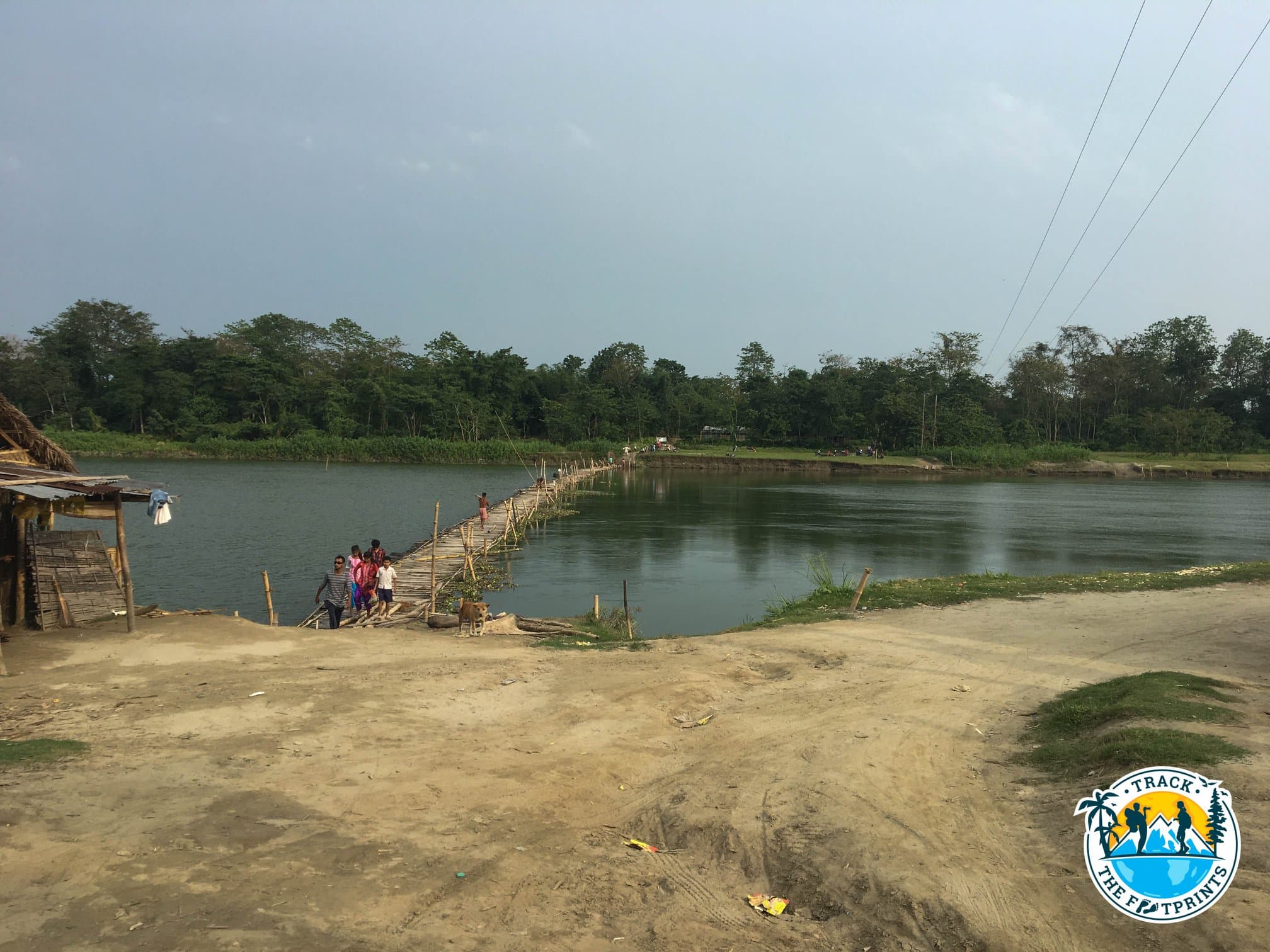 Bridge for people to reach the main Majuli, Assam, India