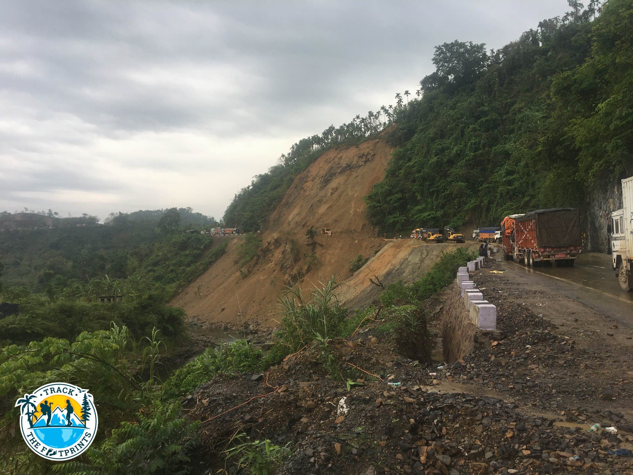 The landslide which caused the big traffic jam!