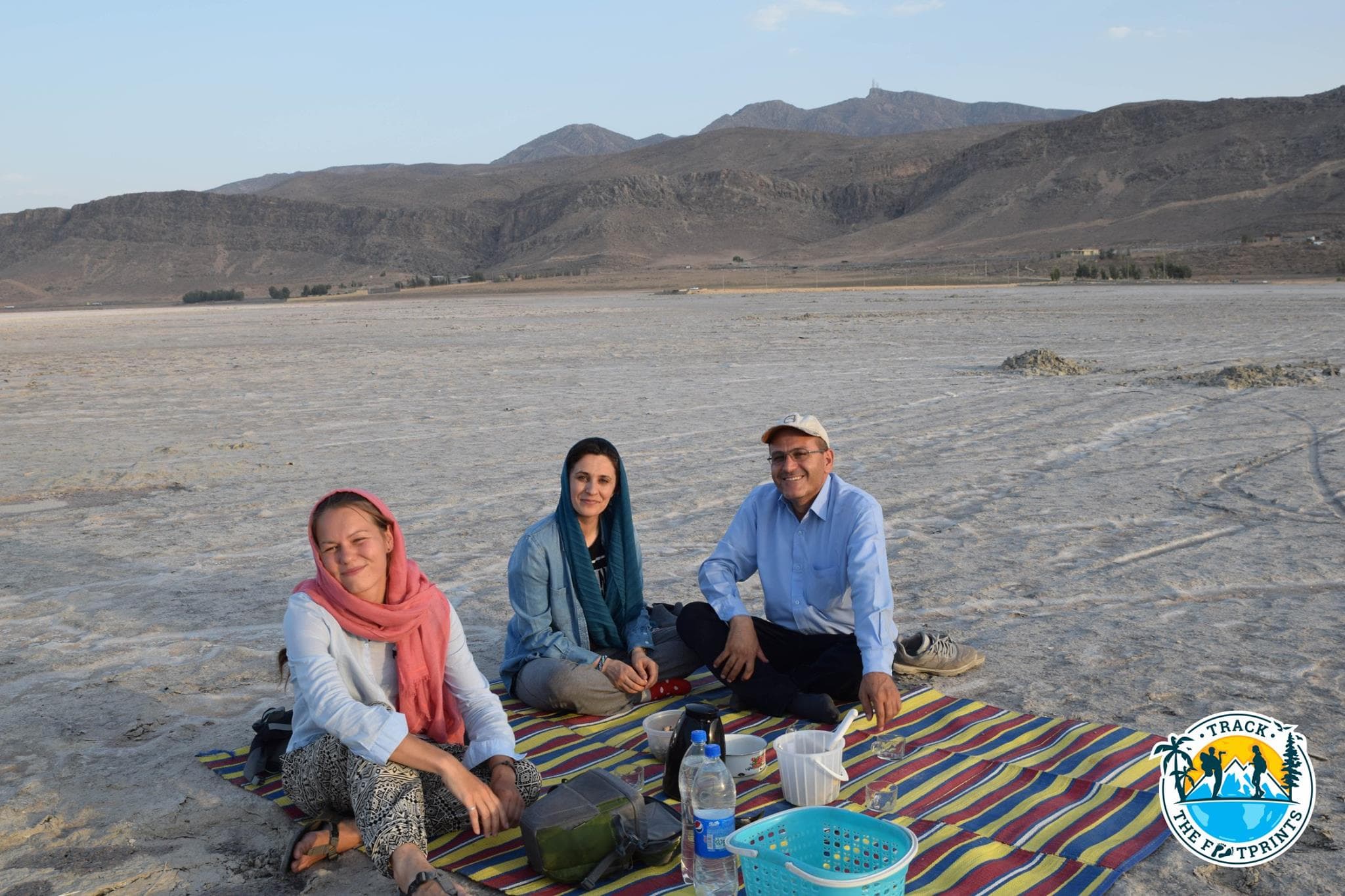Our picnic in the middle of the dry salt lake