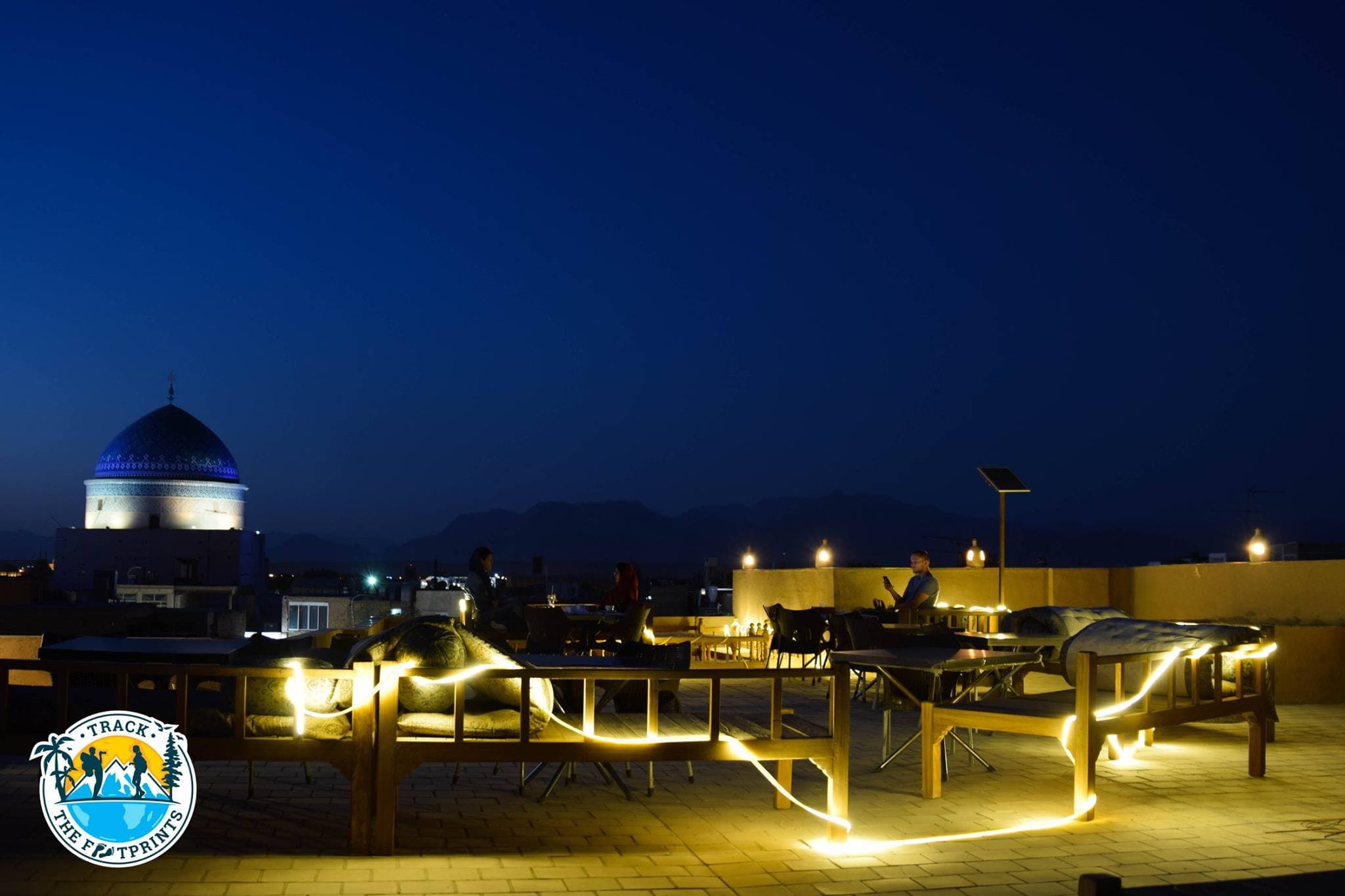 Marco-Polo restaurant and the view of Yazd during night