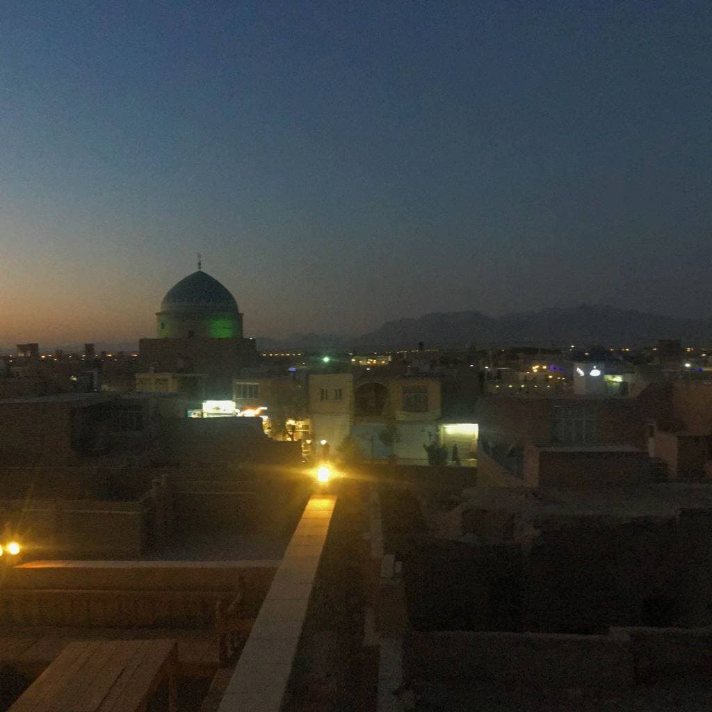 Yazd by night from Marco Polo rooftop restaurant!