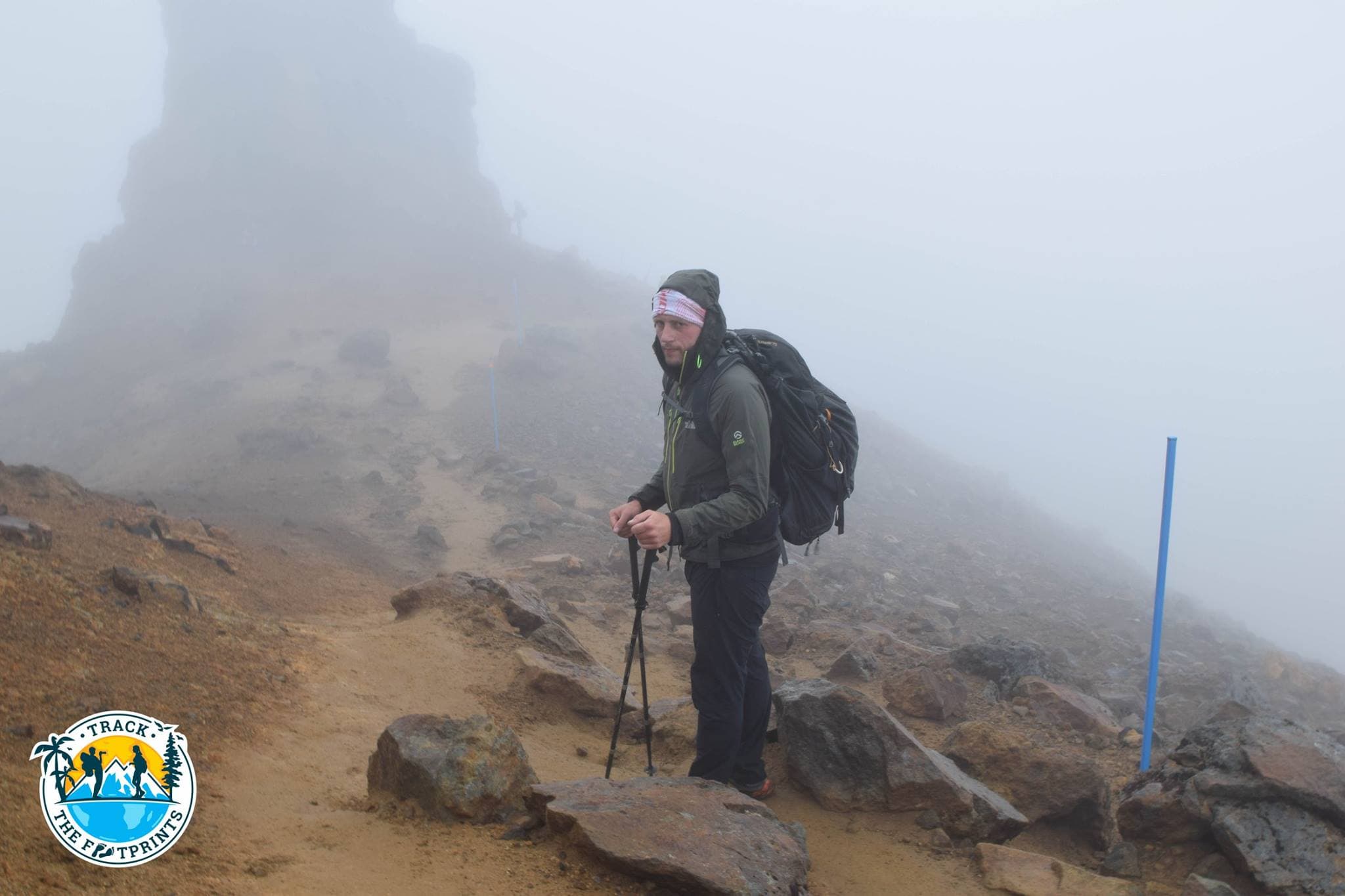 William not happy with fog at Tongariro Alpine Crossing