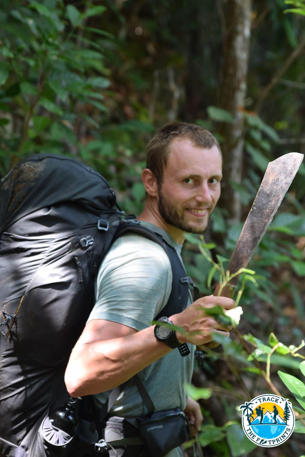 William first time hiking with a machete!