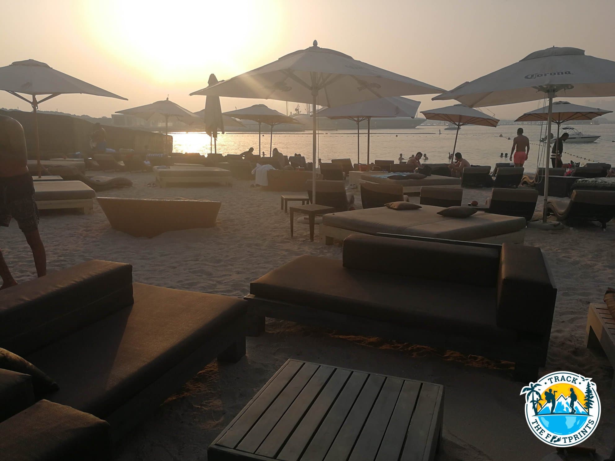 Beach and swimming pool during world cup of soccer in Dubai-UAE