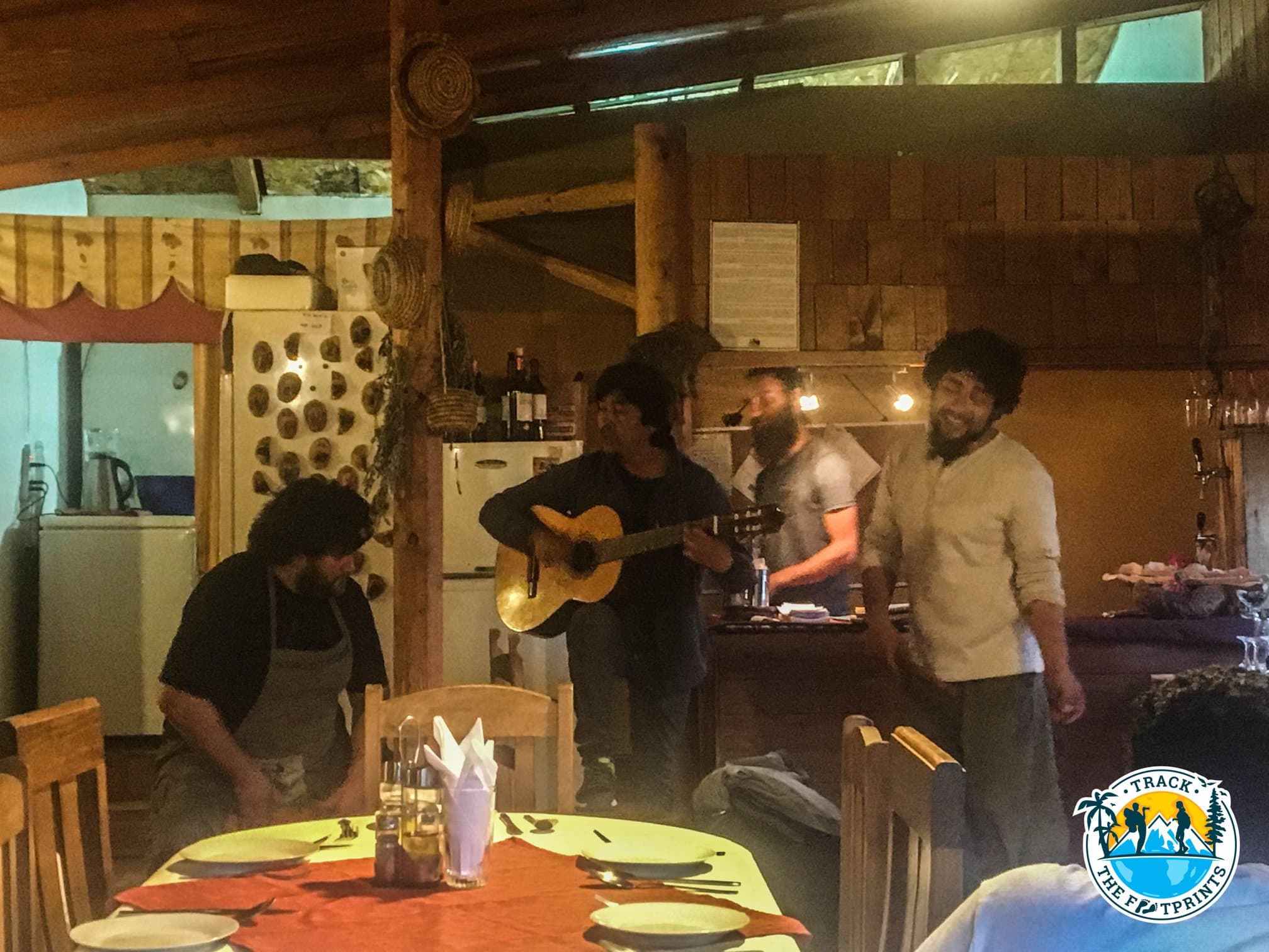 El Mirador restaurant in Caleta Tortel with 2 guys singing we found again on the ferry